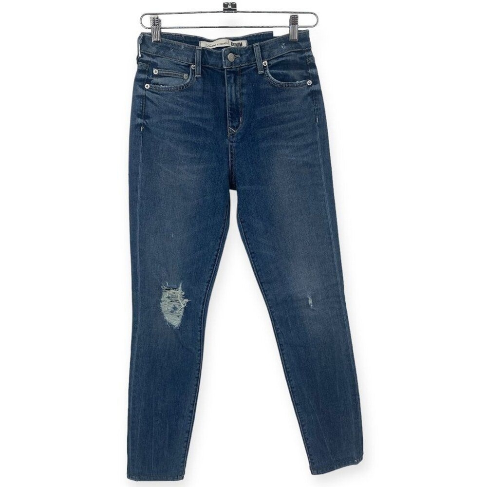 Lovers + Friends Denim Mason High-Rise Skinny Jeans Womens Sz 25 Blue Distressed